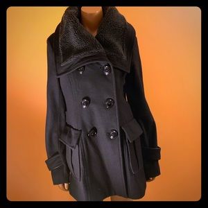 Black Miss Sixty pea coat with Sherpa collar